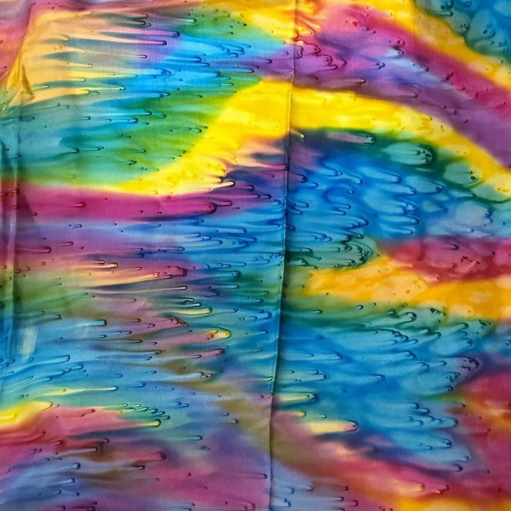 Vintage 100% Pure Silk Tie Dye Scarf 35” Square Multicolor Scarf Abstract Print